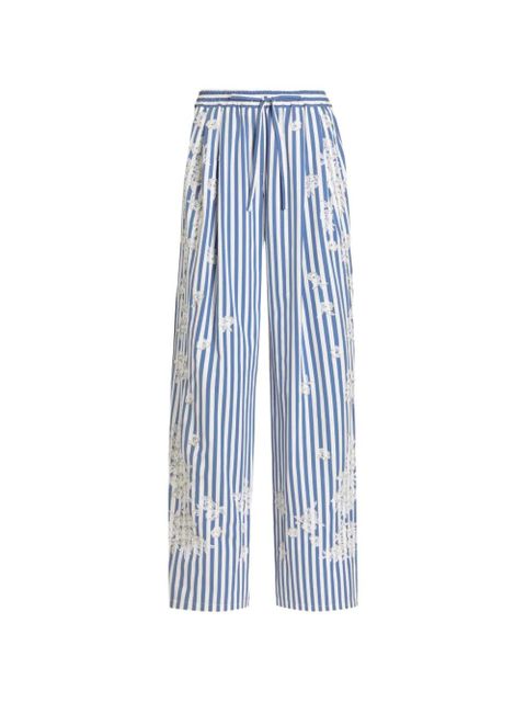 Dolce & Gabbana striped poplin trousers with embroidery and rhinestones - Blue - zdjęcie produktu nr 1