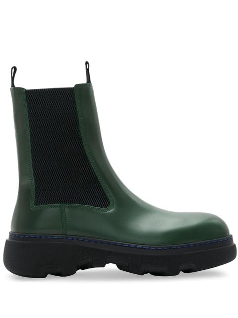 Burberry round-toe leather boots - Green - zdjęcie produktu nr 1