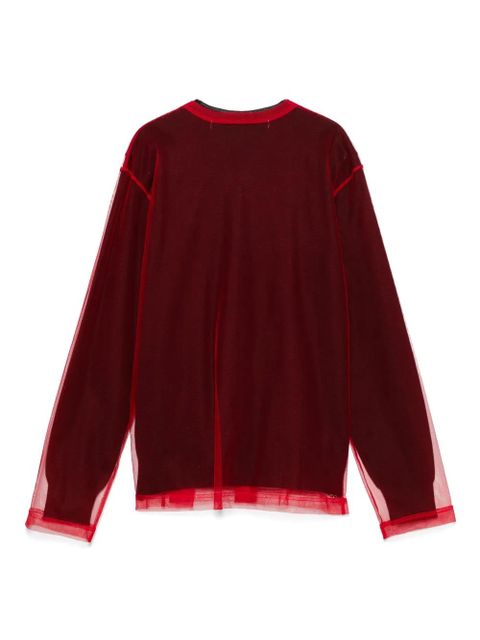Comme Des Garçons overlay-mesh cardigan - Red - zdjęcie produktu nr 2