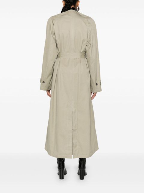 Balenciaga collarless belted cotton trench coat - Neutrals