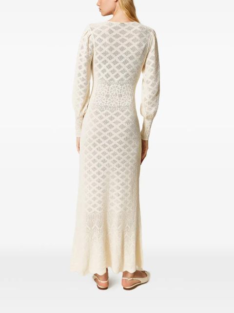 TWINSET floral knitted maxi dress - White