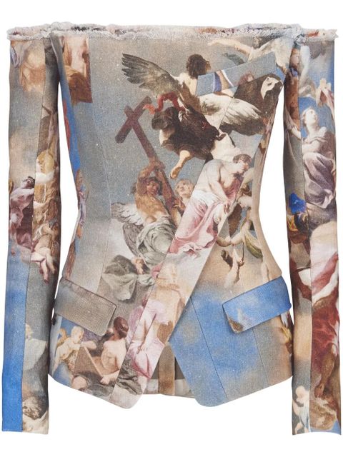 Balmain Sky-print off-the-shoulder jacket - Multicolour - zdjęcie produktu nr 1