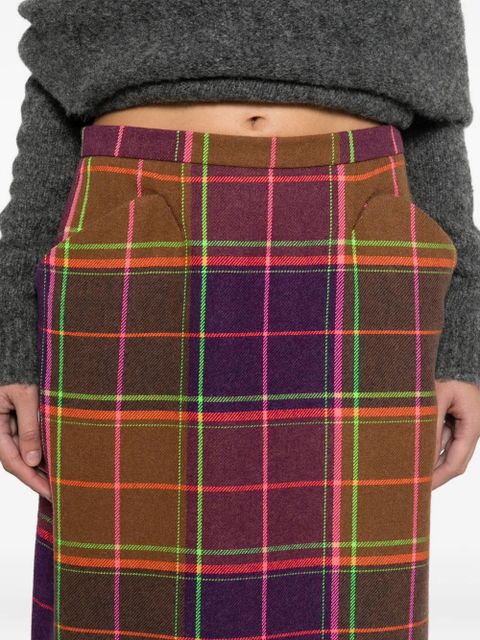 Anna Sui plaid-pattern midi skirt - Purple