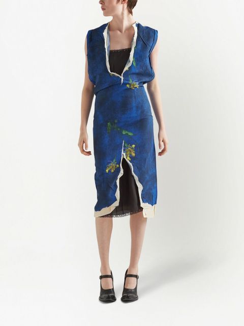 Prada floral-print sheath dress - Blue
