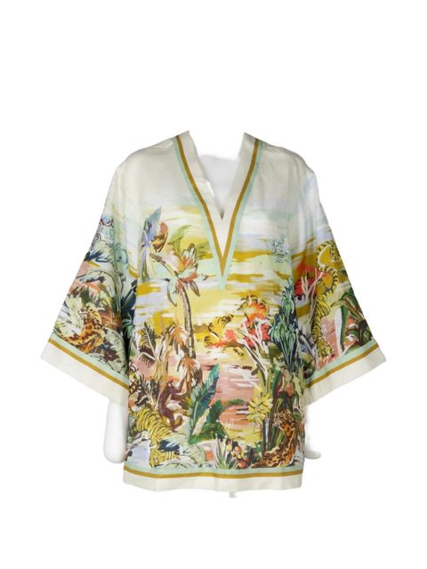 ALEMAIS Jungle Boogie V-neck printed mini dress - Neutrals - zdjęcie produktu nr 1