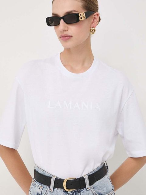 La Mania t-shirt bawełniany damski kolor biały - zdjęcie produktu nr 1