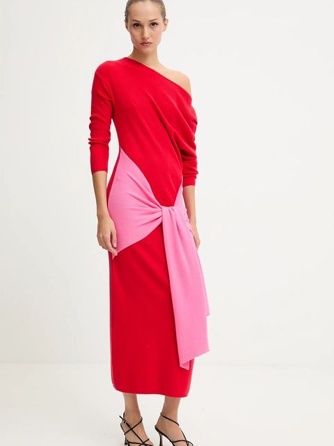 Never Fully Dressed sukienka kolor czerwony maxi dopasowana NFDKN737 - zdjęcie produktu nr 2