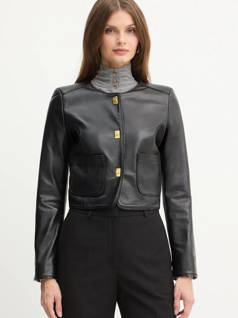 Elisabetta Franchi kurtka skórzana kolor czarny przejściowa GD52Z56E2 - zdjęcie produktu nr 1