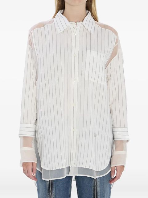 Jean Paul Gaultier striped sheer-panel shirt - White - zdjęcie produktu nr 1