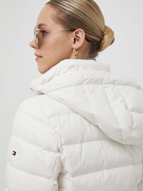 Tommy Hilfiger kurtka puchowa damska kolor beżowy zimowa