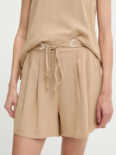 Answear.LAB bluzka i szorty z lnem damski kolor beżowy - zdjęcie produktu nr 2