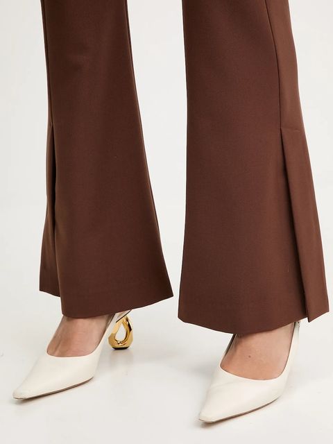 Patrizia Pepe spodnie damskie kolor brązowy szerokie medium waist 8P0754 A623