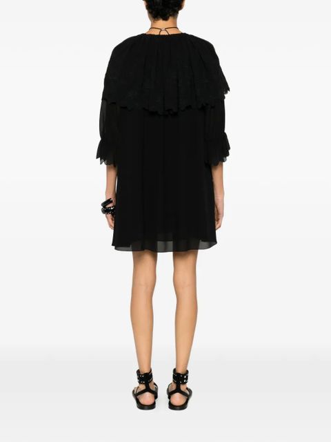 Chloé embroidered scalloped-edge dress - Black