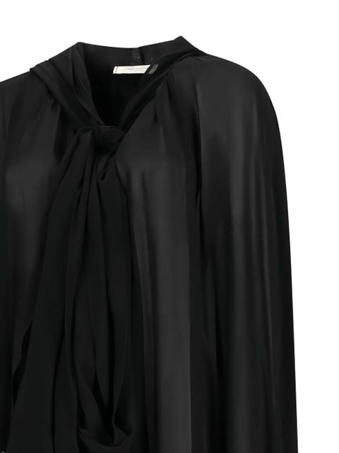 Blumarine tie-detail cape coat - Black
