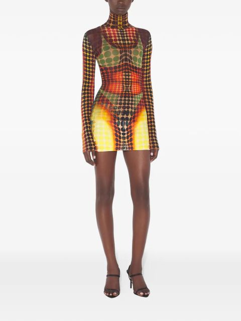 Jean Paul Gaultier long-sleeve dots mesh top - Yellow