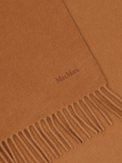 Max Mara fringed embroidered-logo scarf - Brown - zdjęcie produktu nr 2
