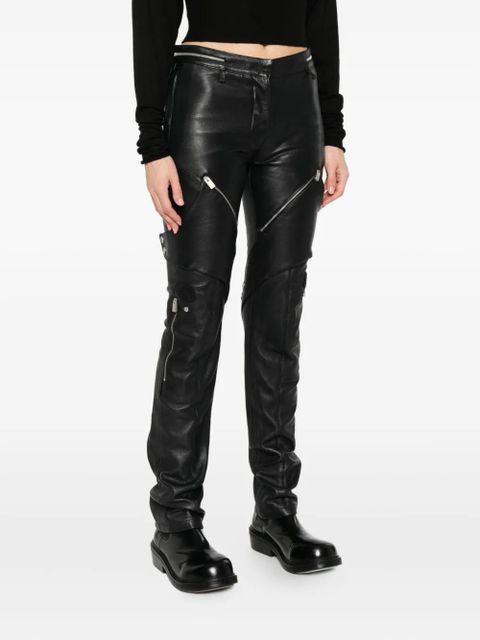 Moncler zip-pocket leather trousers - Black