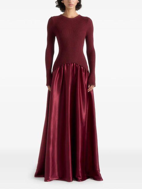 Manière De Voir Adeline knit and satin curved-hem wine red maxi dress - zdjęcie produktu nr 2