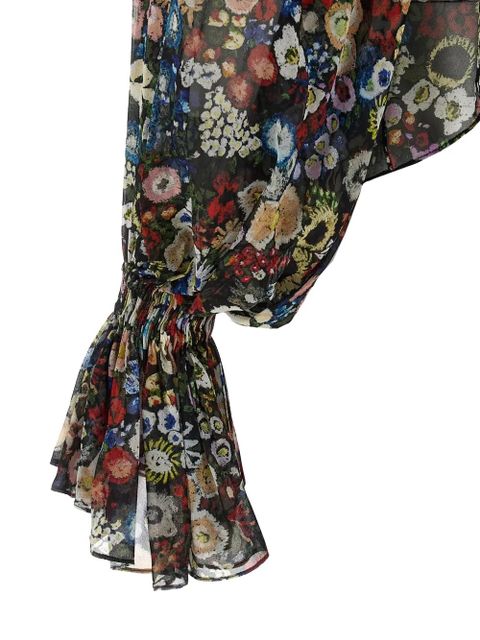 KHAITE floral high-neck blouse - Black