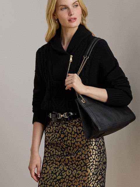 Lauren Ralph Lauren torebka skórzana kolor czarny 431980173