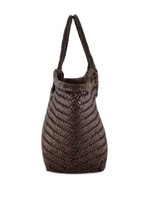 DRAGON DIFFUSION herringbone leather tote bag - Brown
