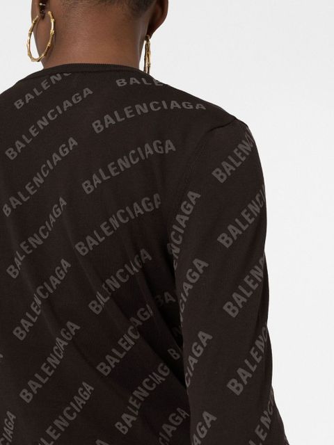 Balenciaga logo-print cropped cardigan - Brown - zdjęcie produktu nr 2