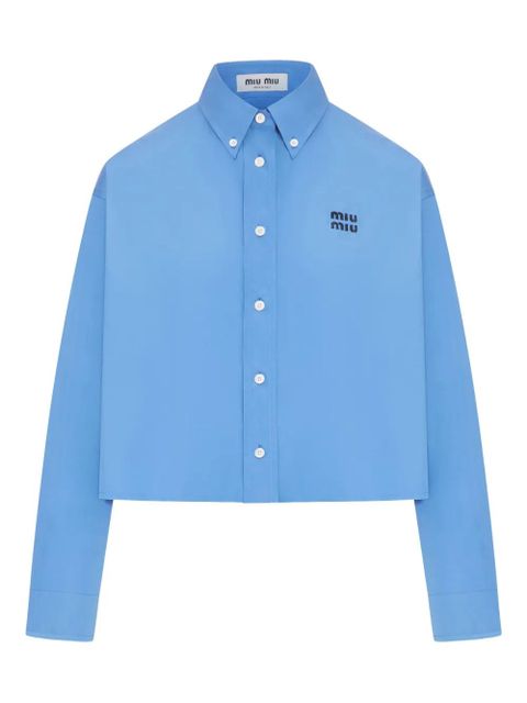 Miu Miu logo-embroidered shirt - Blue - zdjęcie produktu nr 1