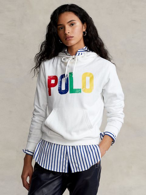 RALPH LAUREN - Biała bluza z kapturem z logo Straight Fit