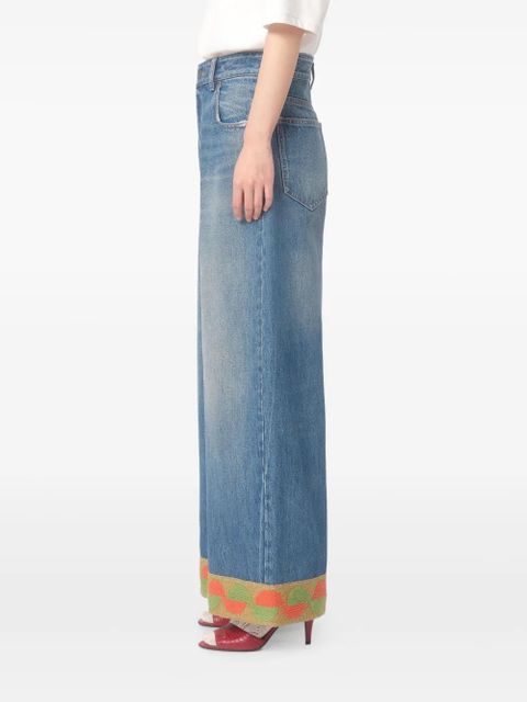 Valentino Garavani jacquard-trim jeans - Blue