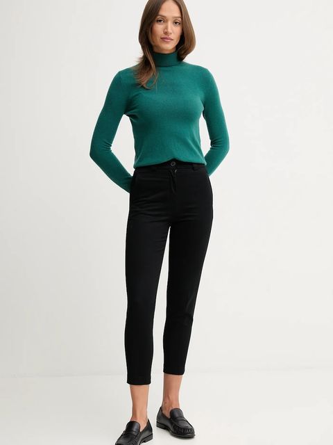 United Colors of Benetton spodnie damskie kolor czarny dopasowane high waist 4FRXDF096 - zdjęcie produktu nr 2