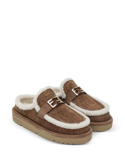 FENDI FF-motif shearling-trim mules - Brown - zdjęcie produktu nr 2