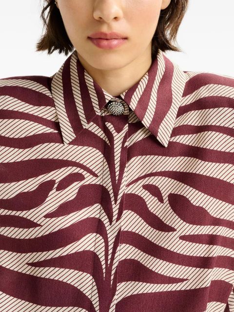 Essentiel Antwerp zebra-print padded-shoulder mini dress - Red