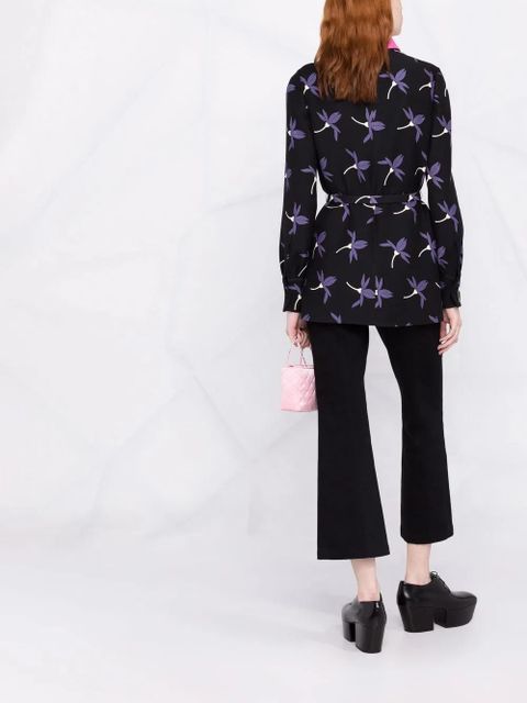 Valentino Garavani Fairy Flowers print belted shirt - Black