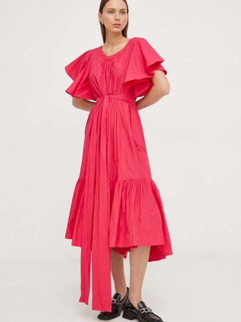 MMC STUDIO sukienka kolor różowy midi rozkloszowana - zdjęcie produktu nr 1