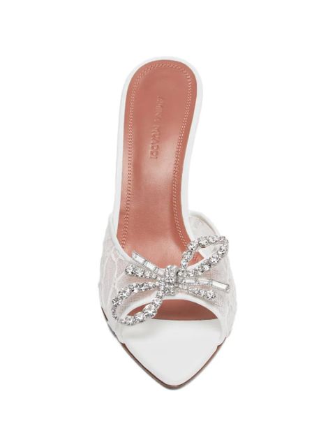 Amina Muaddi Rosie crystal-bow lace shoes - White