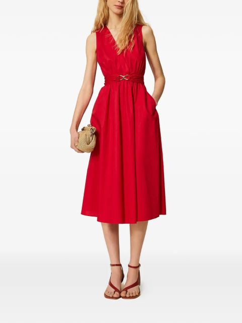 TWINSET V-neck belted midi dress - Red - zdjęcie produktu nr 2