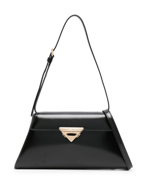 Prada triangle-logo leather shoulder bag - Black - zdjęcie produktu nr 1