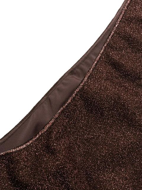 Oséree metallic-thread scoop bikini - Brown