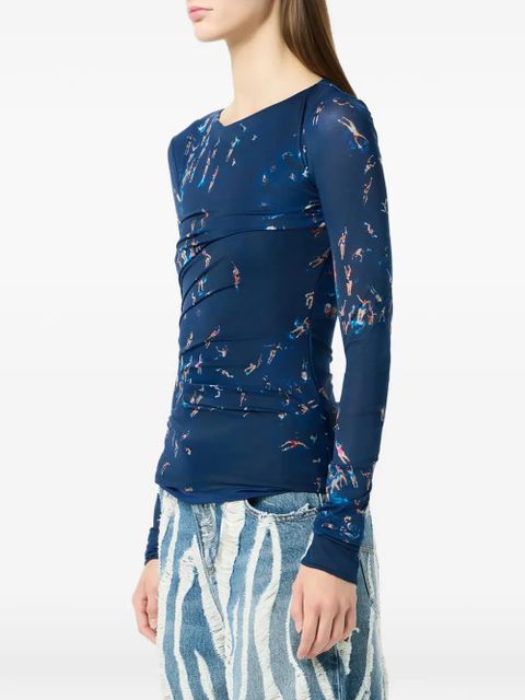 Blumarine ruched-detail T-shirt - Blue