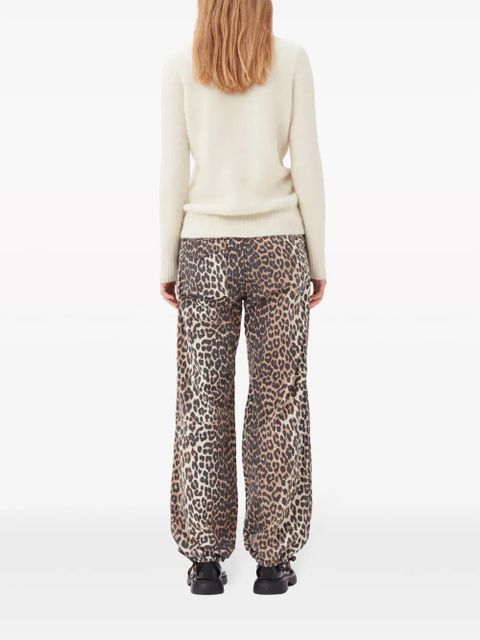 GANNI leopard-print drawstring trousers - Black