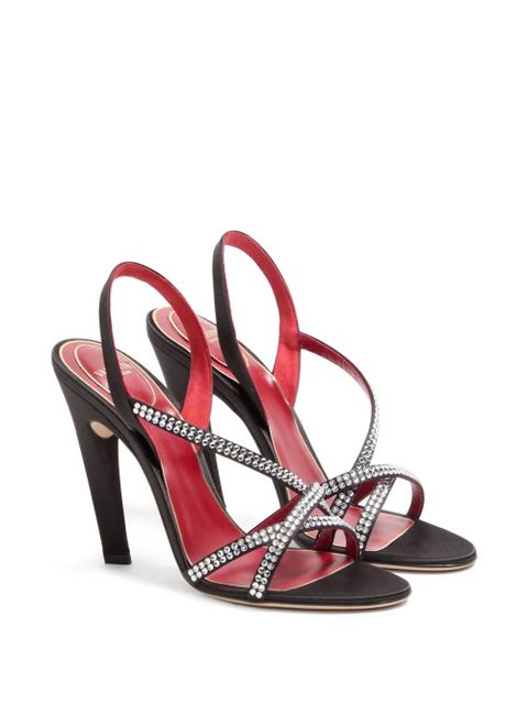 Valentino Garavani Dans Le Foyer satin sandals with crystals 105mm - Black - zdjęcie produktu nr 2