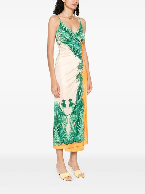 ETRO gathered printed dress - Orange