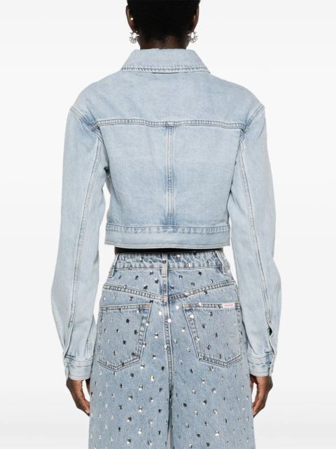 Self-Portrait crystal-embellished denim jacket - Blue