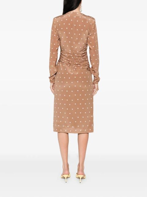 Alessandra Rich polka dot-print midi dress - Brown