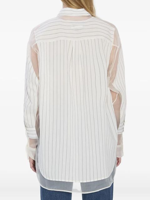 Jean Paul Gaultier striped sheer-panel shirt - White