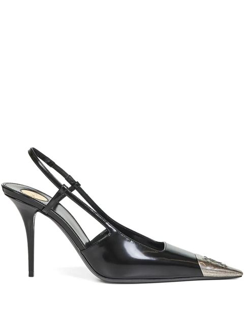 Saint Laurent 90mm Jeanne metal cap toe pumps - Black - zdjęcie produktu nr 1