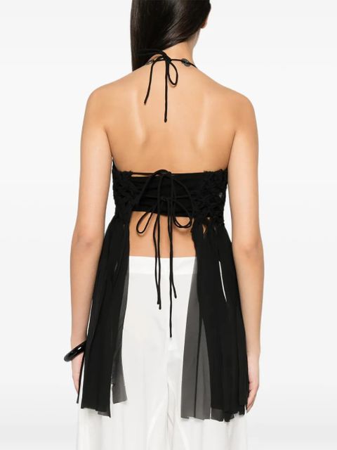 PINKO macramé-knit top - Black