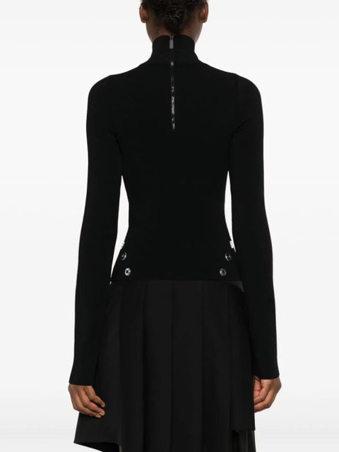 Off-White eyelet-embellished knitted top - Black