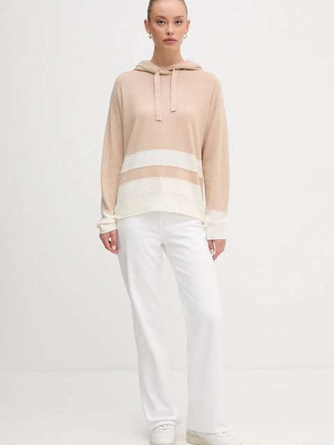 United Colors of Benetton sweter z dodatkiem wełny damski kolor beżowy lekki 102HE203V - zdjęcie produktu nr 2