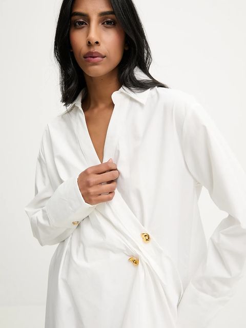 Answear.LAB tunika bawełniana kolor biały mini prosta